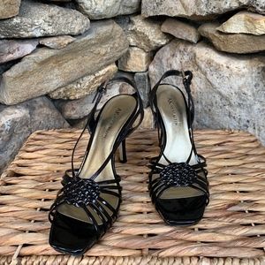 Anne Klein Black Patent Strappy Leather Sandal-7M
